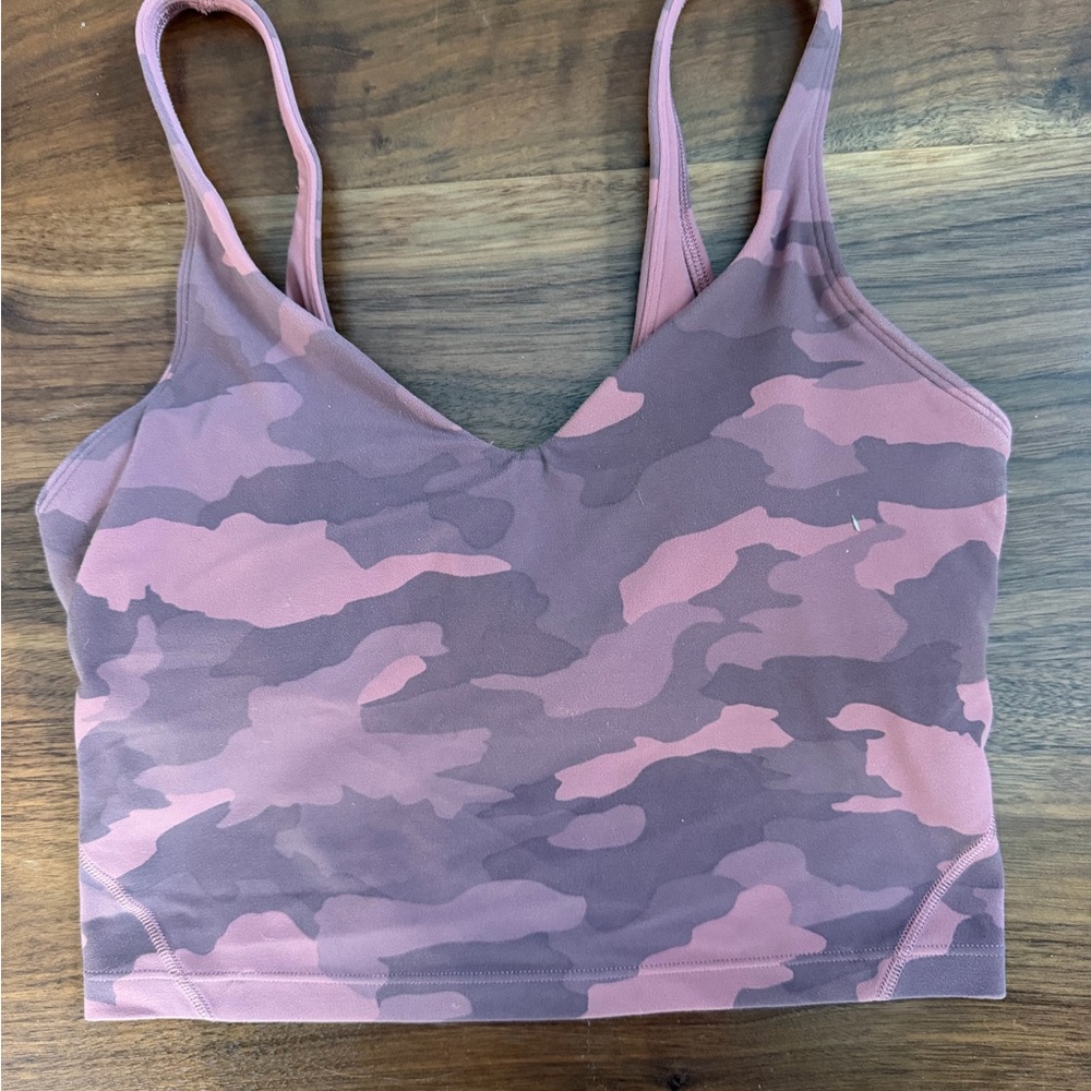 LULULEMON Pink Camo Seamless V-Neck Bralette